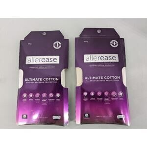 2 AllerEase Ultimate Cotton Zippered Pillow Protector White King Size